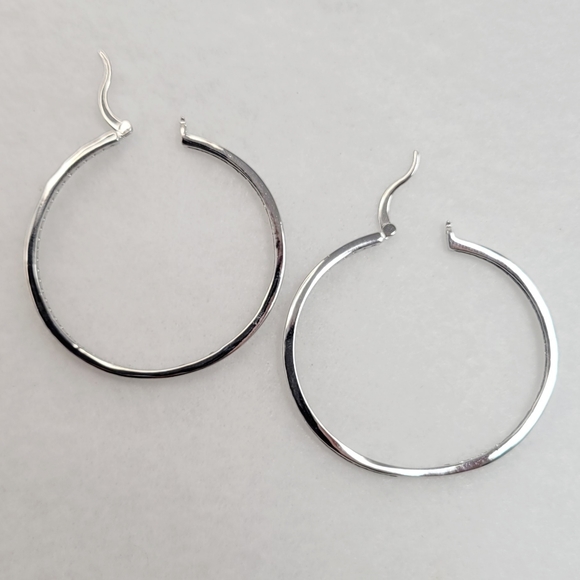 Sterling Silver 2" Black Spinel Hoops - Picture 10 of 12